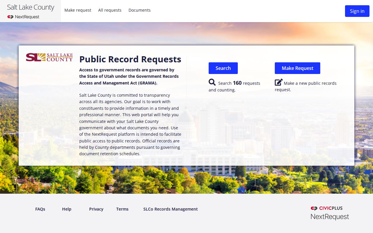 Sandy residents directory Salt Lake County public records request