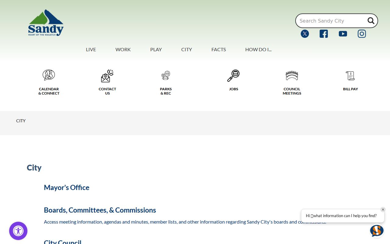 Sandy neighbors city government and civic map information
